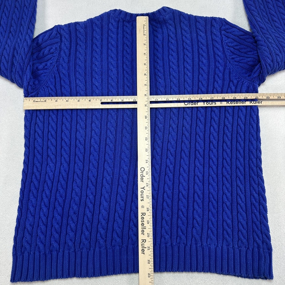 Lauren Ralph Lauren Sweater Womens Small Blue Cable Knit Crest Logo Prep Formal - Picture 7 of 10